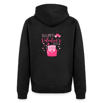 Happy Valentine's Day Be Mine Cute Herzen V-Day - Unisex Premium Bio Zip Hoodie - Schwarz - Hinten - Nico (187cm)