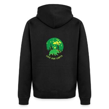 Love our earth - Unisex Premium Bio Zip Hoodie - Schwarz - Hinten - Nico (187cm)
