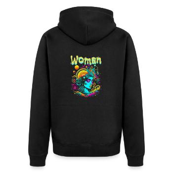 woman - Veste à capuche bio Premium Unisexe - noir - Dos - Nico (187cm)