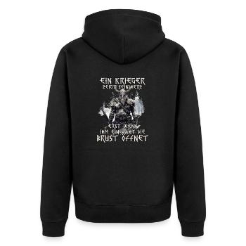 Nordische Mythologie Wikinger Shirt - Unisex Premium Bio Zip Hoodie - Schwarz - Hinten - Nico (187cm)