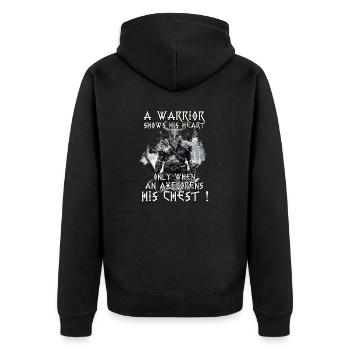 Wikinger Krieger Shirt Wahallas Krieger - Unisex Premium Bio Zip Hoodie - Schwarz - Hinten - Nico (187cm)