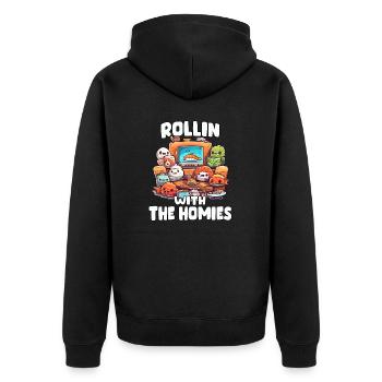 Köstliche Sushi-Vielfalt im Anime T-Shirt - Unisex Premium Bio Zip Hoodie - Schwarz - Hinten - Nico (187cm)