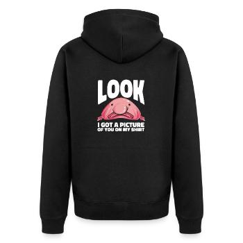 Blob fish - Unisex Premium Organic Zip Hoodie - black - Back - Nico (187cm)