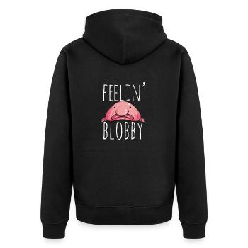 Blob fish - Unisex Premium Organic Zip Hoodie - black - Back - Nico (187cm)