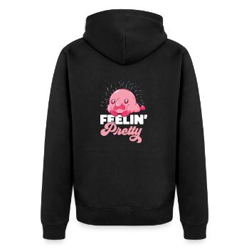 Blob fish - Unisex Premium Organic Zip Hoodie - black - Back - Nico (187cm)