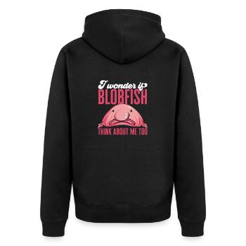 Blob fish - Unisex Premium Organic Zip Hoodie - black - Back - Nico (187cm)