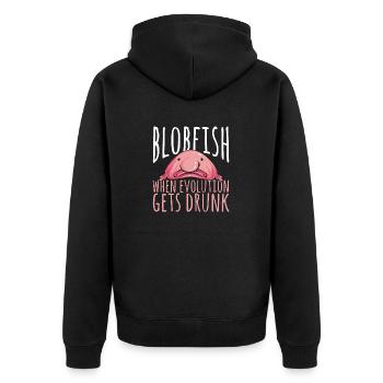 Blob fish - Unisex Premium Organic Zip Hoodie - black - Back - Nico (187cm)