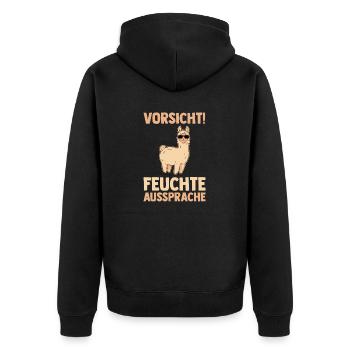 Alpaka - Unisex Premium Bio Zip Hoodie - Schwarz - Hinten - Nico (187cm)