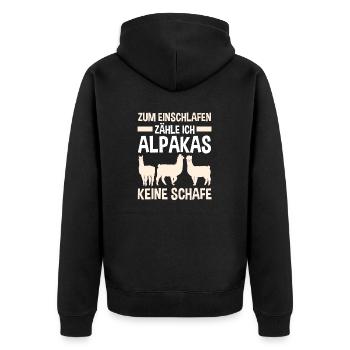 Alpaka - Unisex Premium Bio Zip Hoodie - Schwarz - Hinten - Nico (187cm)