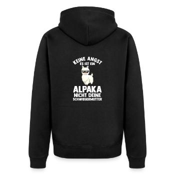 Alpaka - Unisex Premium Bio Zip Hoodie - Schwarz - Hinten - Nico (187cm)