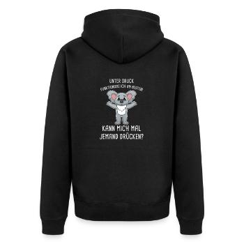 Unter Druck Funktioniere Ich Am Besten Umarmung - Unisex Premium Bio Zip Hoodie - Schwarz - Hinten - Nico (187cm)