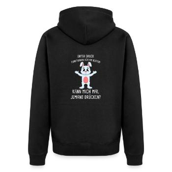 Unter Druck Funktioniere Ich Am Besten Umarmung - Unisex Premium Bio Zip Hoodie - Schwarz - Hinten - Nico (187cm)