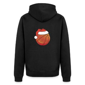 Basketball Christmas Ball Santa Claus Hat - Unisex Premium Organic Zip Hoodie - black - Back - Nico (187cm)