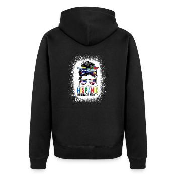 National Hispanic Heritage Month Latino Messy Bun - Unisex Premium Organic Zip Hoodie - black - Back - Nico (187cm)