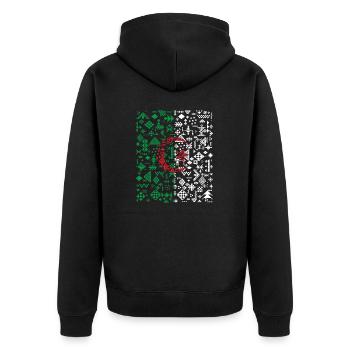 FLAGGE ALGERIEN Z AMAZIGH BERBER KABYLE - Unisex Premium Bio Zip Hoodie - Schwarz - Hinten - Nico (187cm)