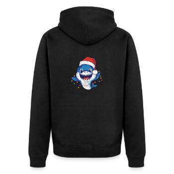 Weihnachtsmann Hai Weihnachtsbeleuchtung Lustige - Unisex Premium Bio Zip Hoodie - Schwarz - Hinten - Nico (187cm)