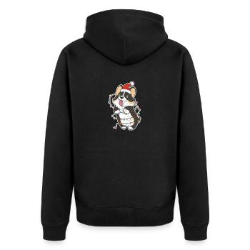 Corgi Père Noël Lumières de l’arbre de Noël Noël Noël - Veste à capuche bio Premium Unisexe - noir - Dos - Nico (187cm)