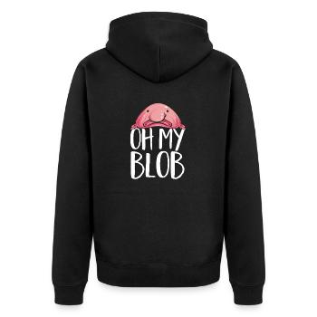 Blob fish - Unisex Premium Organic Zip Hoodie - black - Back - Nico (187cm)