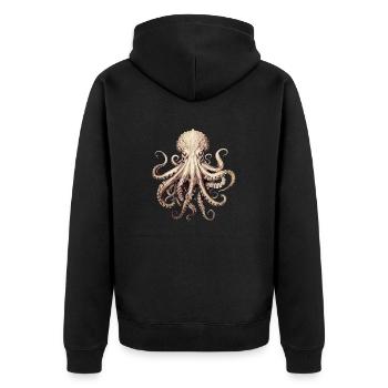 Octopus - stylish, modern, abstract - Kraken - Unisex Premium Organic Zip Hoodie - black - Back - Nico (187cm)