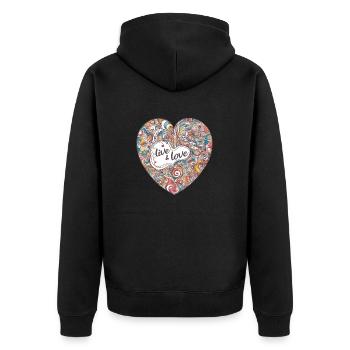 Buntes Herz - vivre et aimer - Veste à capuche bio Premium Unisexe - noir - Dos - Nico (187cm)