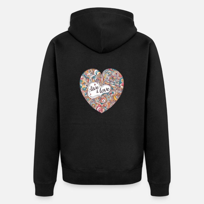 Buntes Herz - vivre et aimer - Veste à capuche bio Premium Unisexe - noir