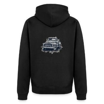 Truck Vintage Old Classic School American Pickup - Unisex Premium Organic Zip Hoodie - black - Back - Nico (187cm)