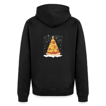 Pizza Christmas Tree Lights Xmas Happy Crusting - Unisex Premium Organic Zip Hoodie - black - Back - Nico (187cm)