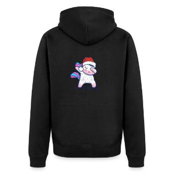Dabbing Einhorn Weihnachtsmann Hut Weihnachten - Unisex Premium Bio Zip Hoodie - Schwarz - Hinten - Nico (187cm)