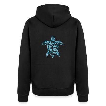 Keep the sea plastic free - Unisex Premium Bio Zip Hoodie - Schwarz - Hinten - Nico (187cm)