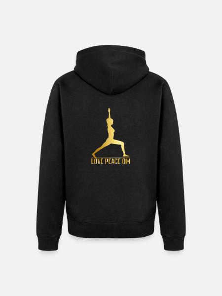 Yoga Pose Love Peace OM - Unisex Premium Organic Zip Hoodie - black