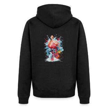 Tropical Colorful Flamingo Water Colour Splash - Unisex Premium Organic Zip Hoodie - black - Back - Nico (187cm)