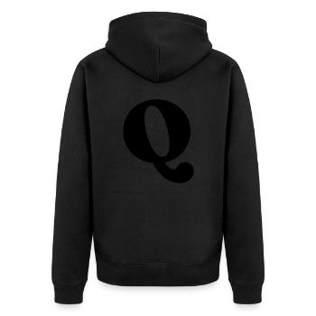 Buchstabe Q - Unisex Premium Bio Zip Hoodie - Schwarz - Hinten - Nico (187cm)