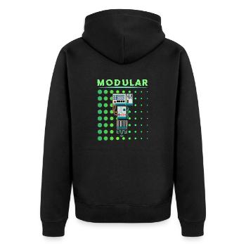 Synthesizer Synth Keyboard Elektronische Musiker - Unisex Premium Bio Zip Hoodie - Schwarz - Hinten - Nico (187cm)