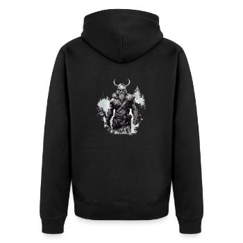 Wahallas Schützer Beschützer des ewigen Ruhms - Unisex Premium Bio Zip Hoodie - Schwarz - Hinten - Nico (187cm)