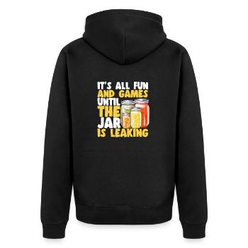 Einmachen Einkochen Lebensmitteln Konservieren - Unisex Premium Bio Zip Hoodie - Schwarz - Hinten - Nico (187cm)