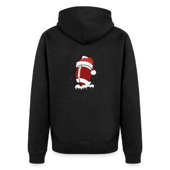 Weihnachten Fußball Ball Weihnachtsmann Hut Xmas - Unisex Premium Bio Zip Hoodie - Schwarz - Hinten - Nico (187cm)