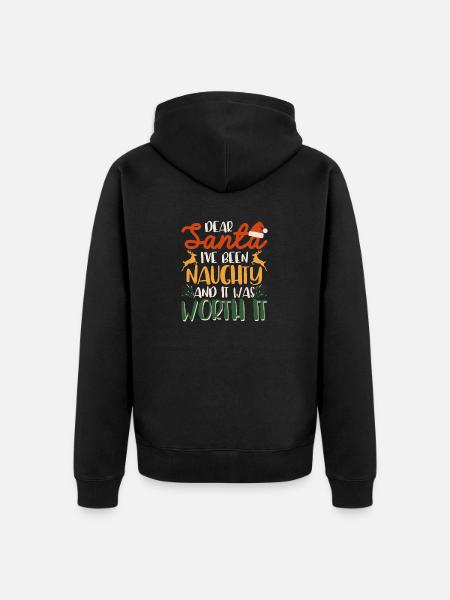 Dear Santa, I was naughty - Unisex Premium Organic Zip Hoodie - black