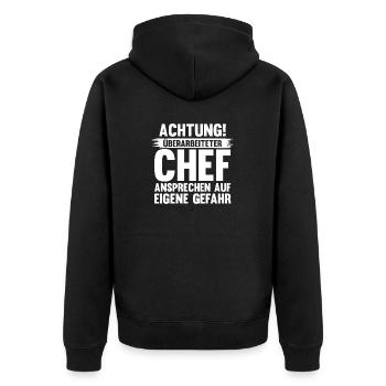 Arbeit Kollegen Büro Teamleiter Führungskraft Chef - Unisex Premium Bio Zip Hoodie - Schwarz - Hinten - Nico (187cm)
