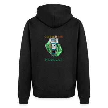 Synthesizer Synth Keyboard Elektronische Musiker - Unisex Premium Bio Zip Hoodie - Schwarz - Hinten - Nico (187cm)