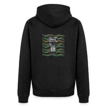 Synthesizer Synth Keyboard Elektronische Musiker - Unisex Premium Bio Zip Hoodie - Schwarz - Hinten - Nico (187cm)