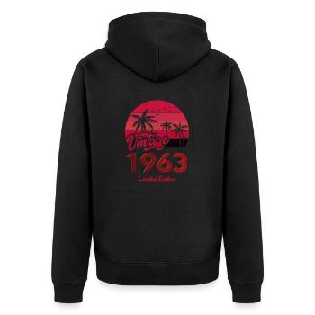 Vintage Year 1963 Limited Edition Red - Unisex Premium Organic Zip Hoodie - black - Back - Nico (187cm)