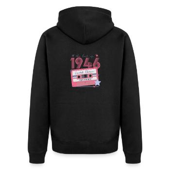 1946 Birthday Born in 1946 Retro Vintage - Unisex Premium Organic Zip Hoodie - black - Back - Nico (187cm)