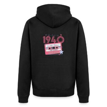 1940 Anniversaire né en 1940 Rétro Vintage - Veste à capuche bio Premium Unisexe - noir - Dos - Nico (187cm)