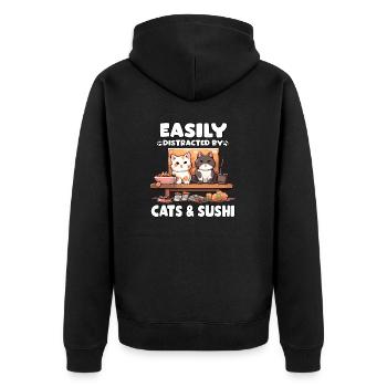 Kawaii Neko Sushi Maki Cat japonais - Veste à capuche bio Premium Unisexe - noir - Dos - Nico (187cm)