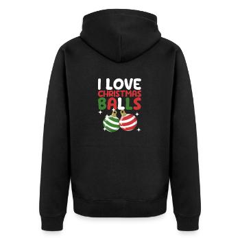 I Love Christmas Balls Merry Christmas - Unisex Premium Organic Zip Hoodie - black - Back - Nico (187cm)