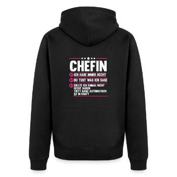 Arbeit Kollegen Büro Teamleiter Führungskraft Chef - Unisex Premium Bio Zip Hoodie - Schwarz - Hinten - Nico (187cm)