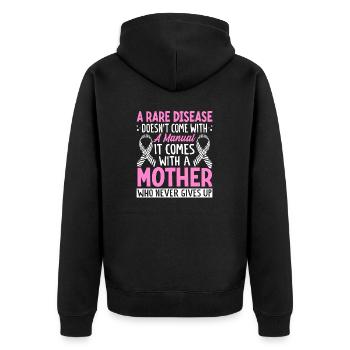 Bewusstsein für seltene Krankheiten Zebraband für seltene Krankheiten - Unisex Premium Bio Zip Hoodie - Schwarz - Hinten - Nico (187cm)