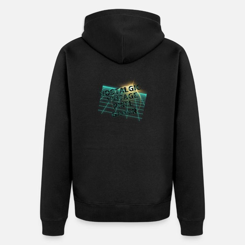 Nostalgique Vintage Pixel Gamer - Veste à capuche bio Premium Unisexe - noir