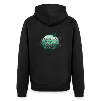 Wanderlust Adventure Explore, Dream, Discover - Unisex Premium Bio Zip Hoodie - Schwarz - Hinten - Nico (187cm)