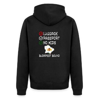 Luggage Passport No Kids Budapest Bound Vacation - Unisex Premium Organic Zip Hoodie - black - Back - Nico (187cm)